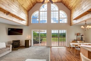 TV, fireplace - Hilltop Country Home with Panoramic Views – Peaceful and Private Retreat (Walton)