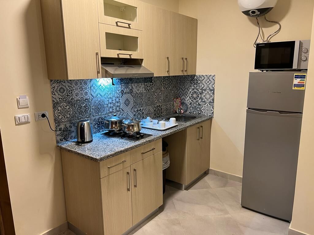 Fridge, microwave, dishwasher, electric kettle