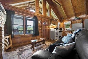 TV, fireplace, offices - View! Location! Studio Log Cabin,Hot Tub,Fireplace (Pigeon Forge)