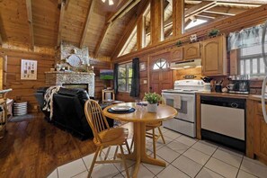 Fridge, microwave, oven, stovetop - View! Location! Studio Log Cabin,Hot Tub,Fireplace (Pigeon Forge)
