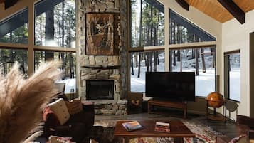 TV, fireplace, video games, offices