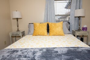 2 bedrooms, desk, iron/ironing board, travel cot