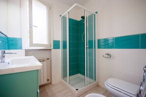 Shower, bidet, toilet paper