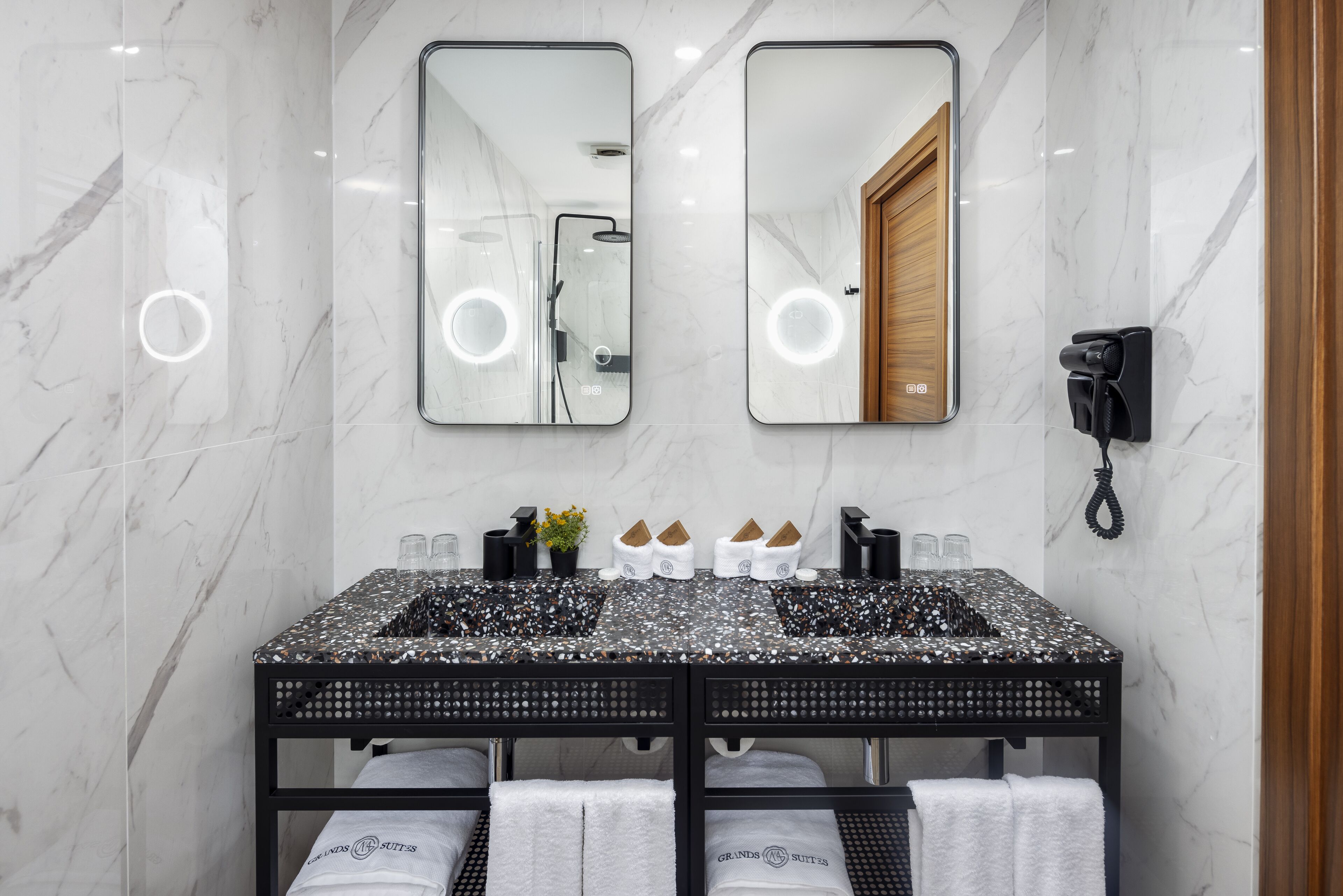 presidential suite | bathroom | hair dryer, towels