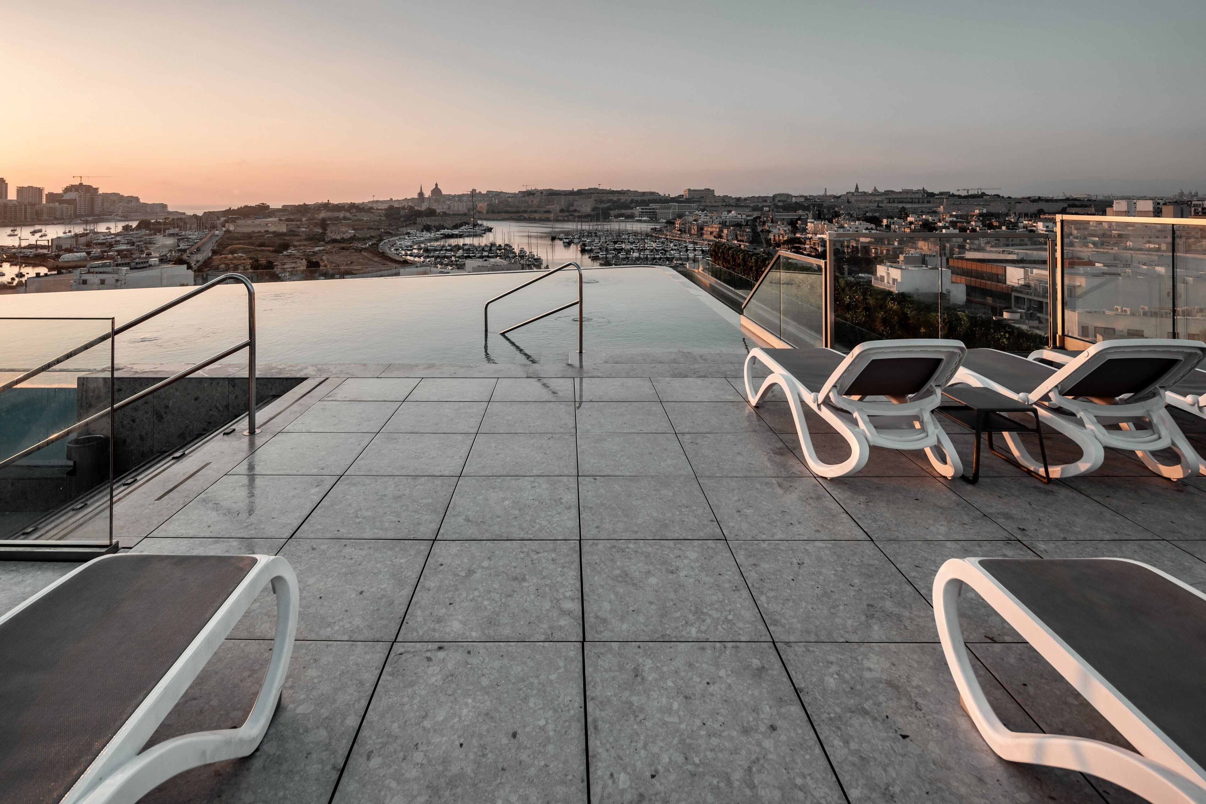 Indoor pool, seasonal outdoor pool, pool umbrellas