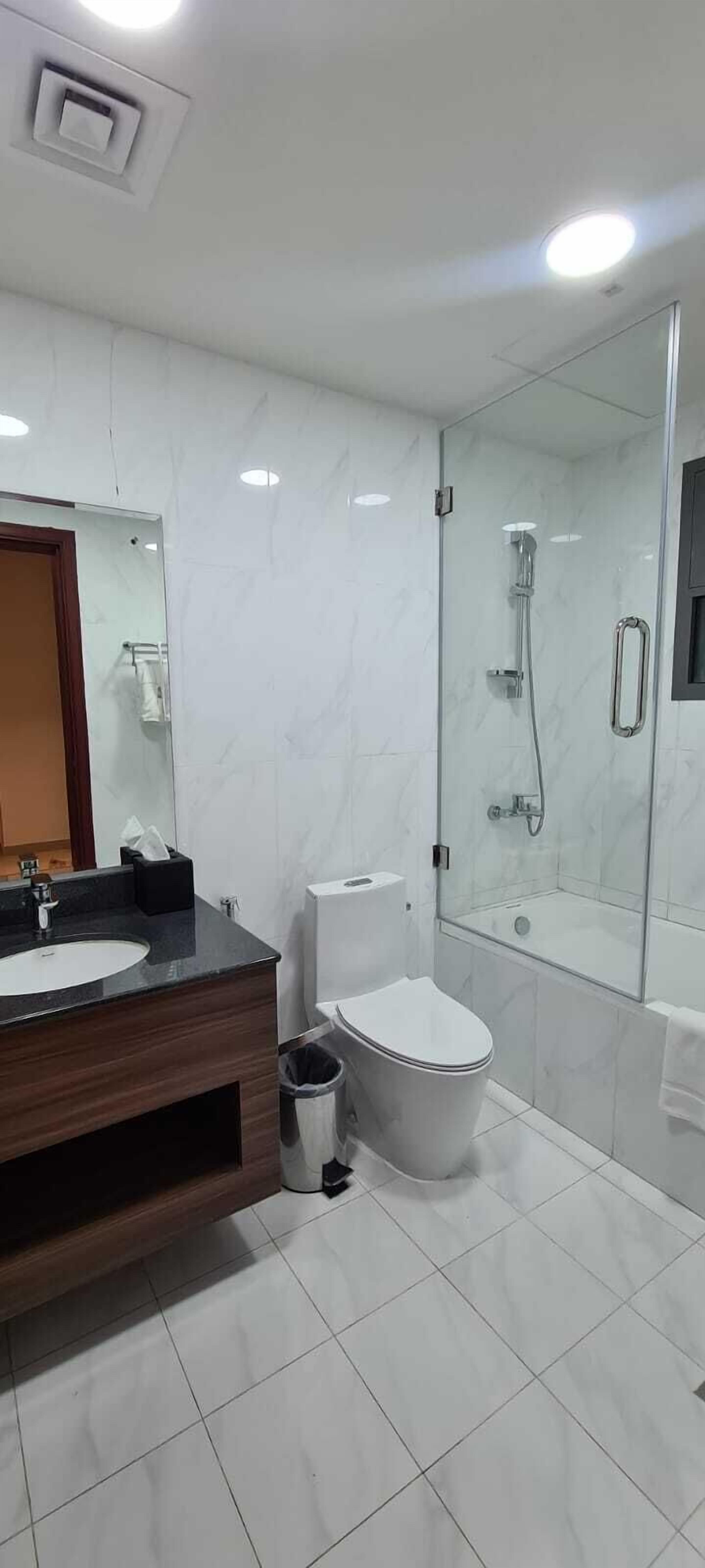 superior room | bathroom | shower, hair dryer, bathrobes, slippers