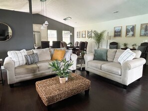 Smart TV, fireplace, video games, foosball