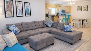 Condo, Multiple Beds, Patio, Pool View | Living area | TV