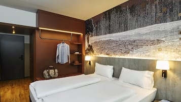 Hypo-allergenic bedding, desk, laptop workspace, soundproofing