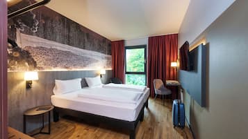 Hypo-allergenic bedding, desk, laptop workspace, soundproofing