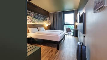 Hypo-allergenic bedding, desk, laptop workspace, soundproofing