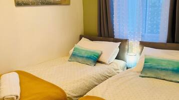 2 bedrooms, bed sheets