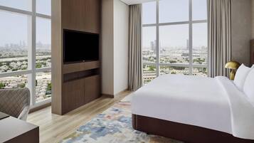 Deluxe Suite, 1 Double Bed, City View | Premium bedding, minibar, in-room safe, individually decorated