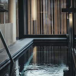 Outdoor pool, pool umbrellas, pool loungers