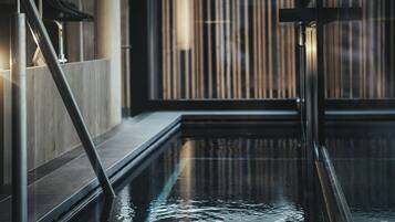 Outdoor pool, pool umbrellas, pool loungers