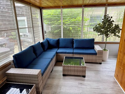 Peaceful Beach Block Oasis - 2 Story Coastal Escape - Sunroom, Patio, Badges