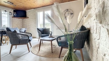 TV, peis og bøker