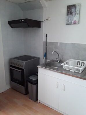 Fridge, microwave, oven, coffee/tea maker