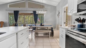 Microwave, oven, dishwasher, coffee/tea maker