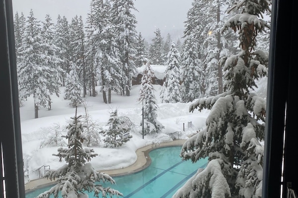 Utendørsbasseng og et oppvarmet basseng