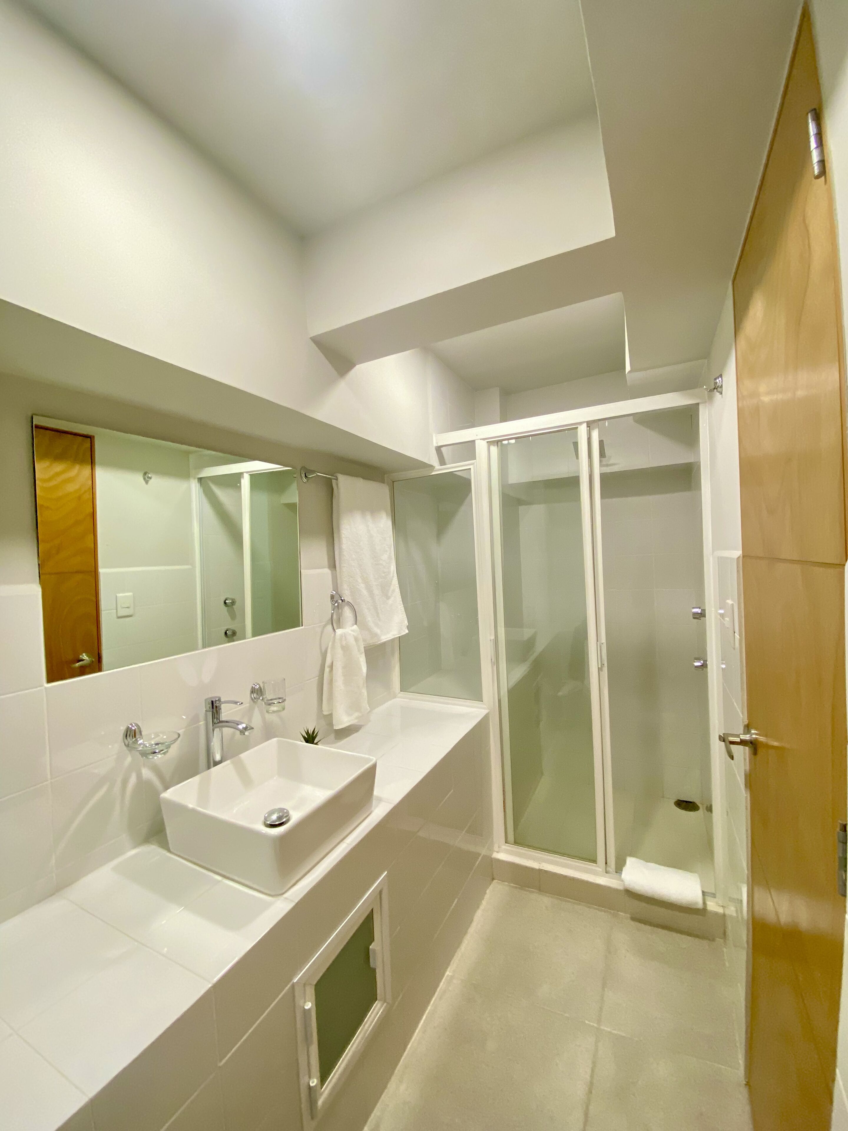 Habitación estándar | Baño | Regadera y toallas 