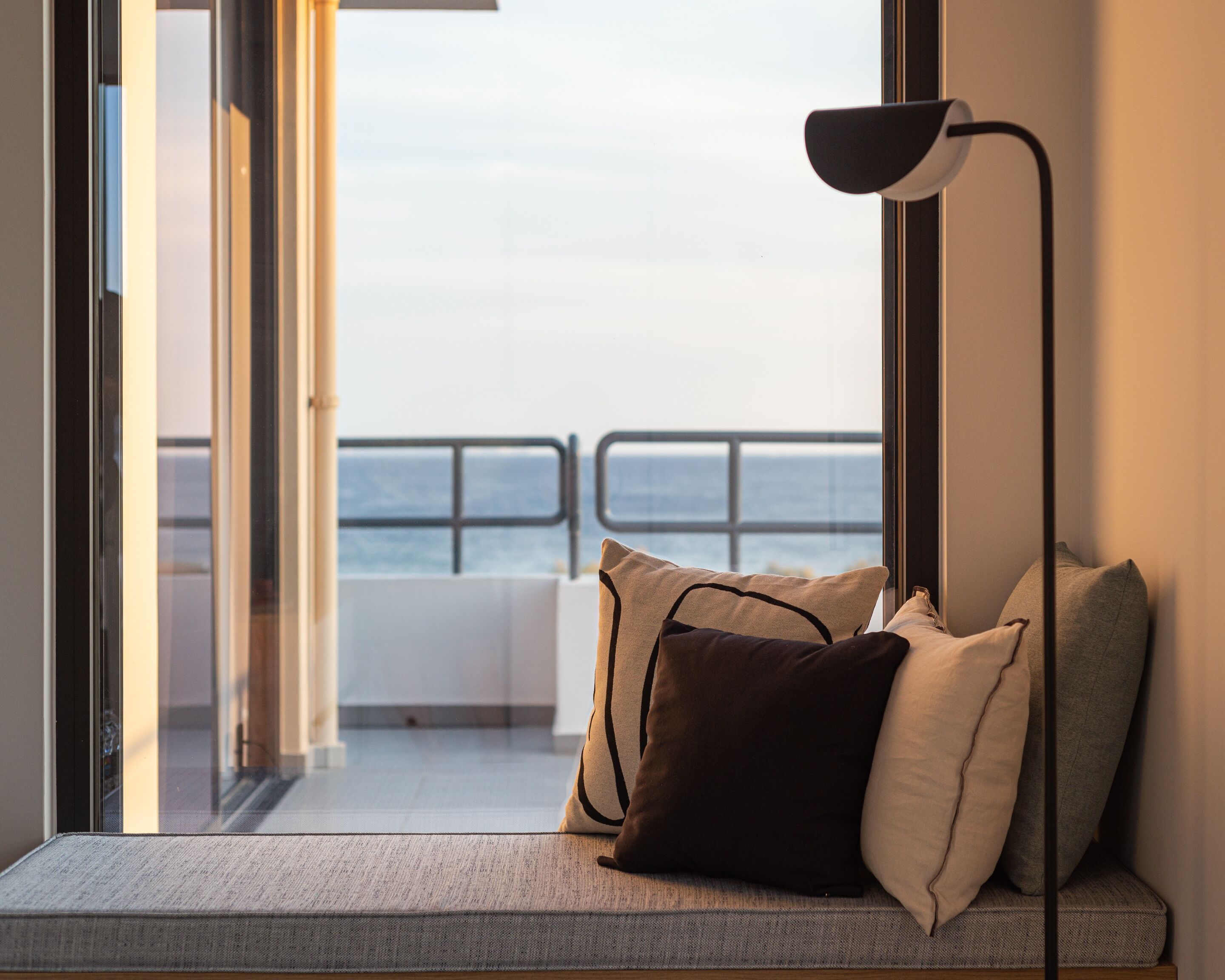 Signature Apartment, 1 Queen Bed with Sofa bed, Balcony, Sea View | Living area | 55-inch Smart TV with digital channels, TV, fireplace