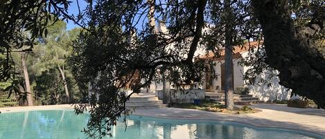 Una piscina al aire libre, una piscina climatizada