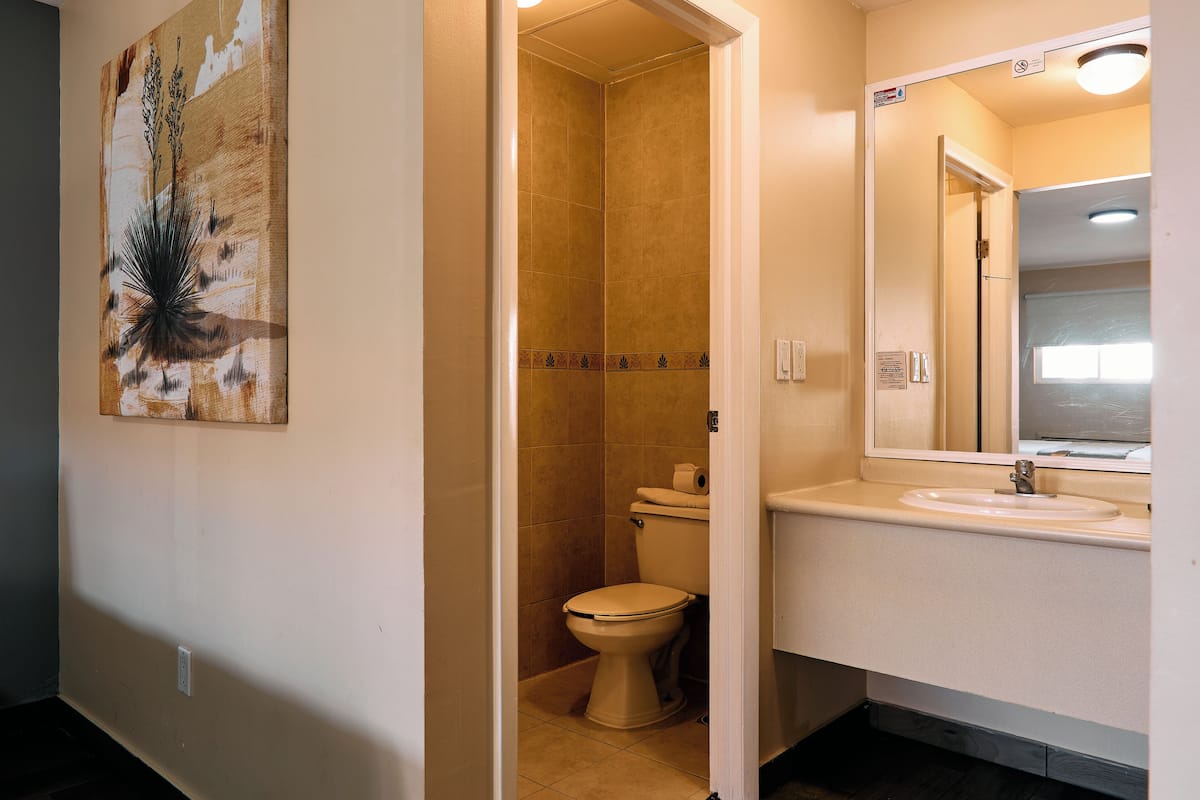 standard double room, 2 queen beds | bathroom | shower, hair dryer, towels, soap