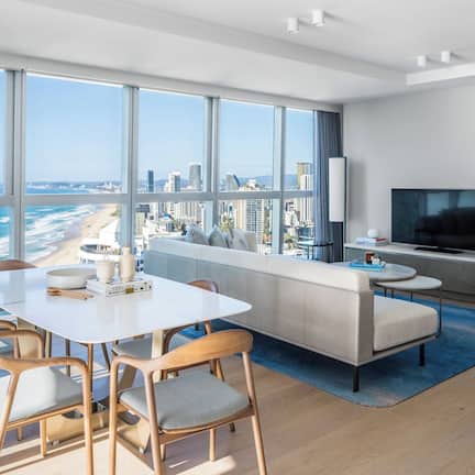 Two Bedroom Ocean King Skyline Residence | Living area | 55-inch flat-screen TV with digital channels, TV, pay movies