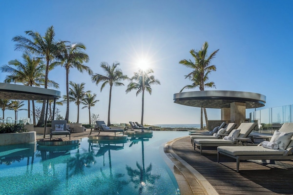 Indoor pool, outdoor pool, pool loungers