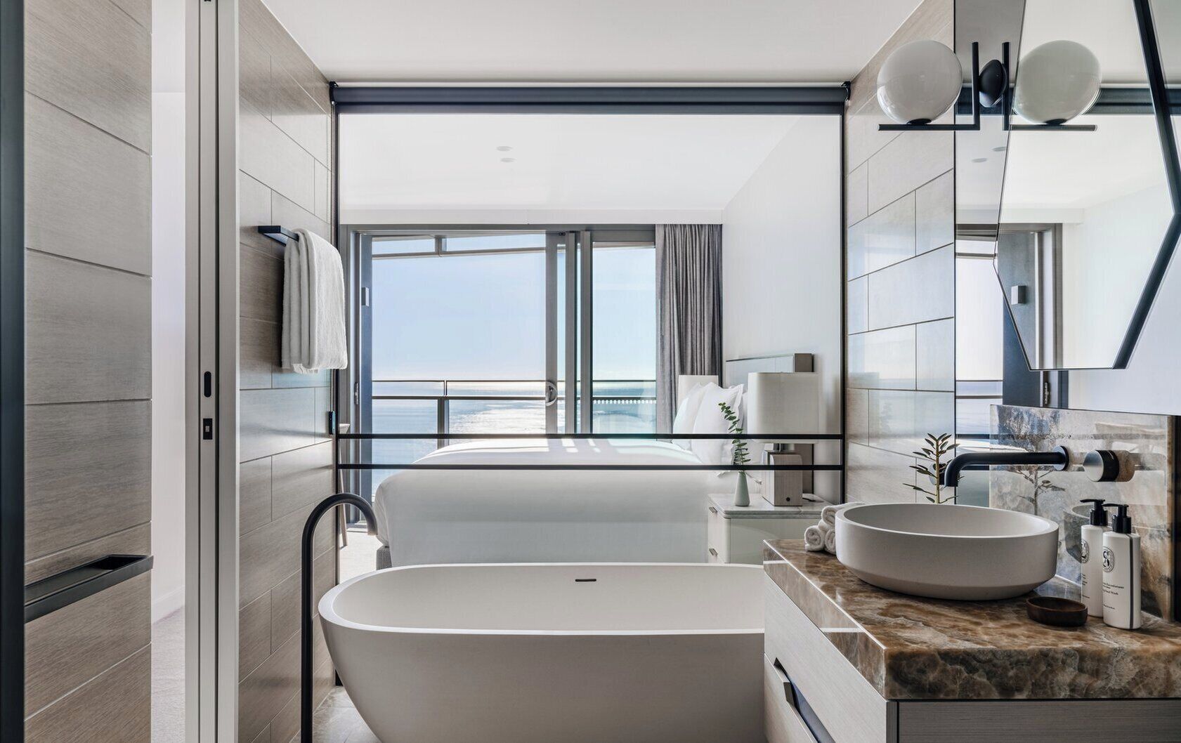 two bedroom skyline ocean king residence | bathroom | free toiletries, hair dryer, bathrobes, towels