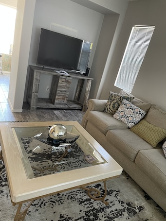 TV. Nice, & cool 4- bedroom home to enjoy a stay and relax in.