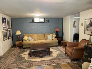 Smart TV, fireplace, ping pong, books