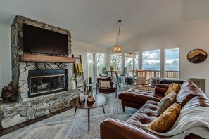 Smart TV, fireplace, video games, books