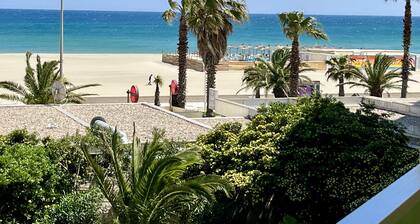 GRANDE TERRASSE FACE MER CANET PLAGE SUD, STANDING 2*,4 PERS, PARKING,CLIM, WIFI