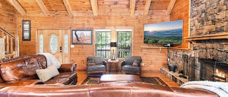 Smart TV, fireplace, table football