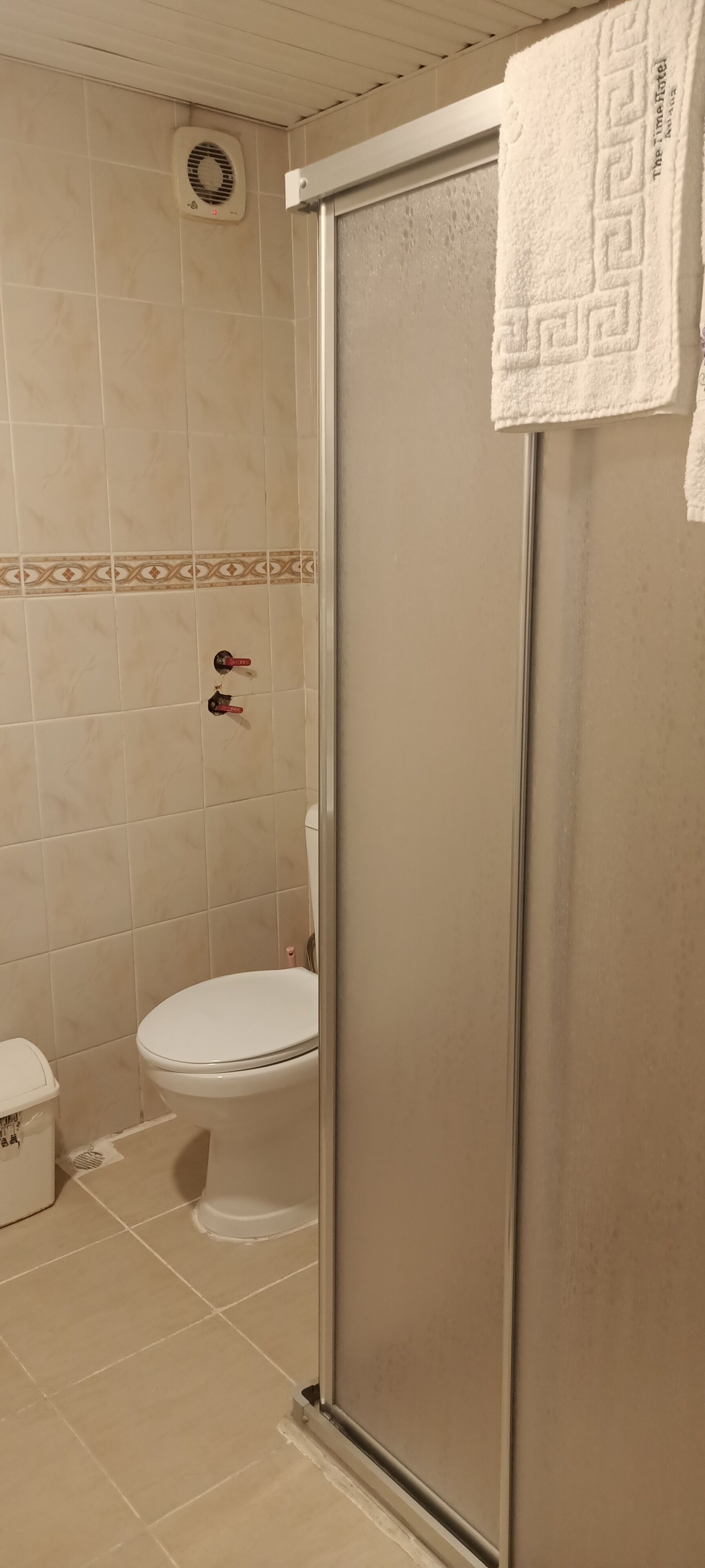 designer toiletries, hair dryer, towels, soap