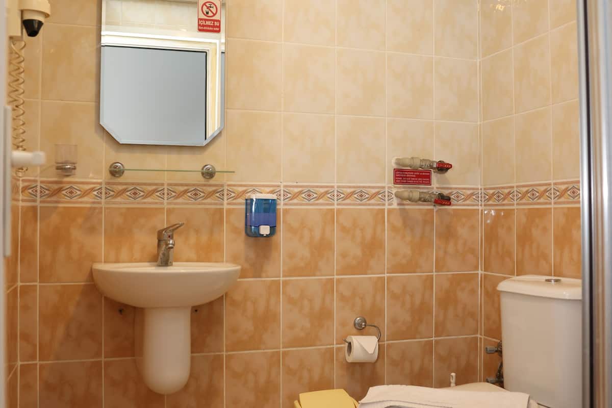 deluxe double room | bathroom | designer toiletries, hair dryer, towels, soap