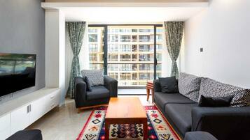 54-inch flat-screen TV with cable channels