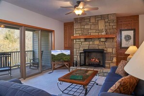 TV, fireplace