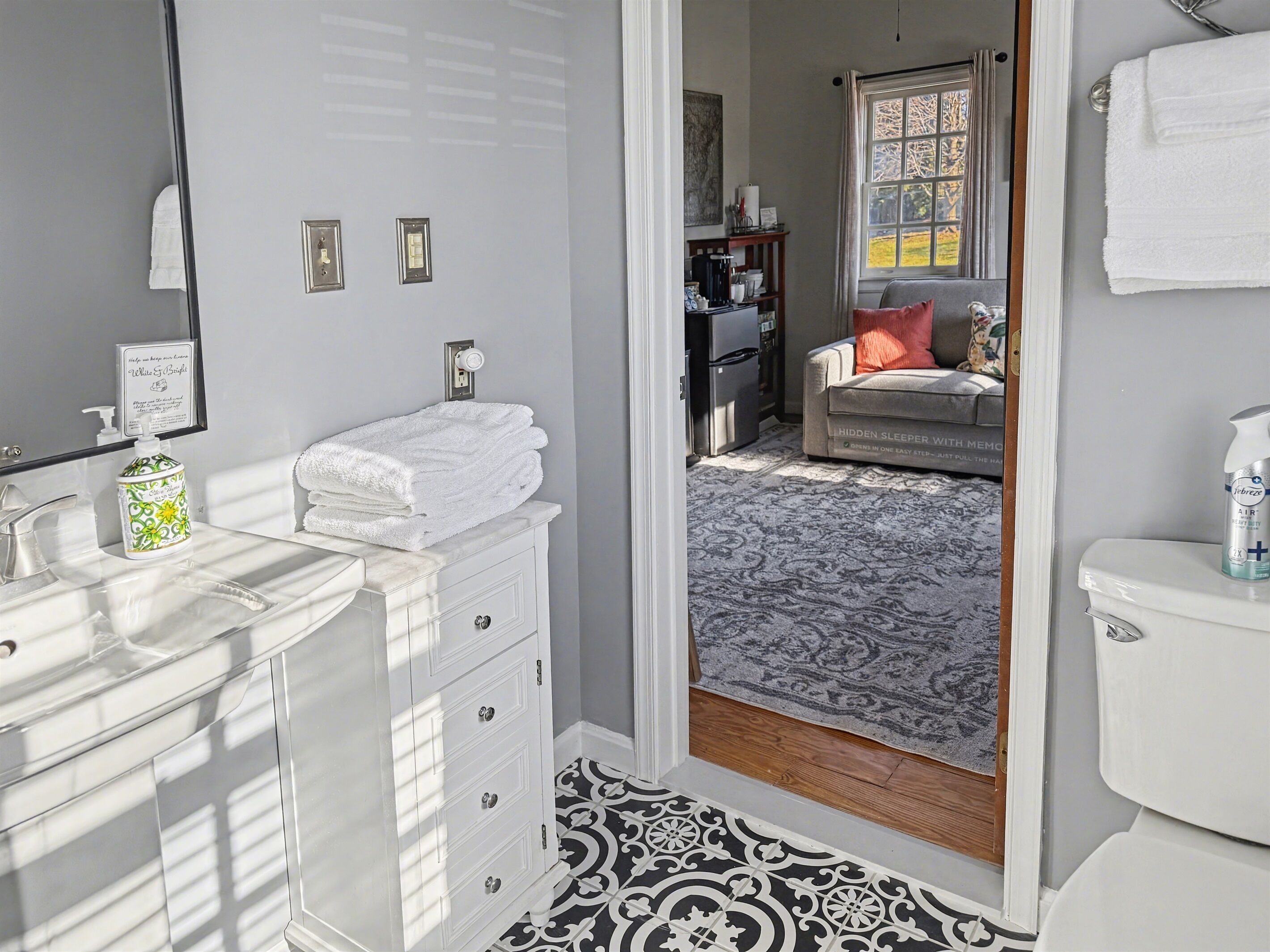 Douche, serviettes fournies