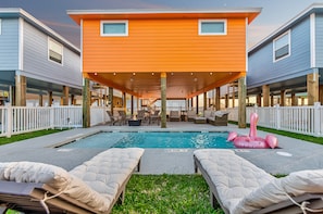 Piscine extérieure, piscine chauffée