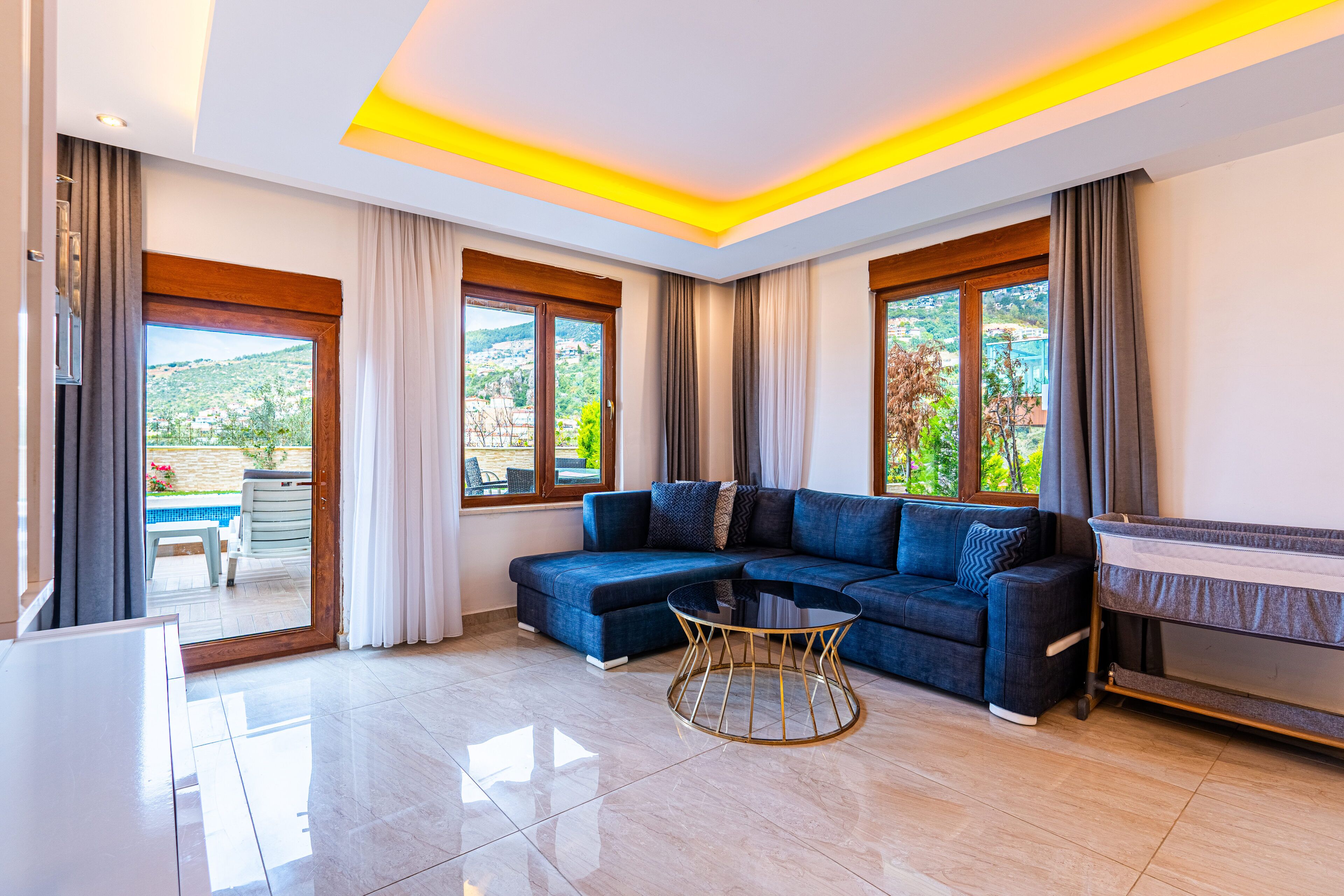 Deluxe Villa | Living area | 55-inch LED TV with digital channels, TV