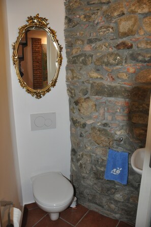 Shower, hair dryer, bidet, towels - INCANTEVOLE APPARTAMENTO LA SACRESTIA RICAVATO SUL RETRO DI UNA CHIESA (VALTRIGHE)