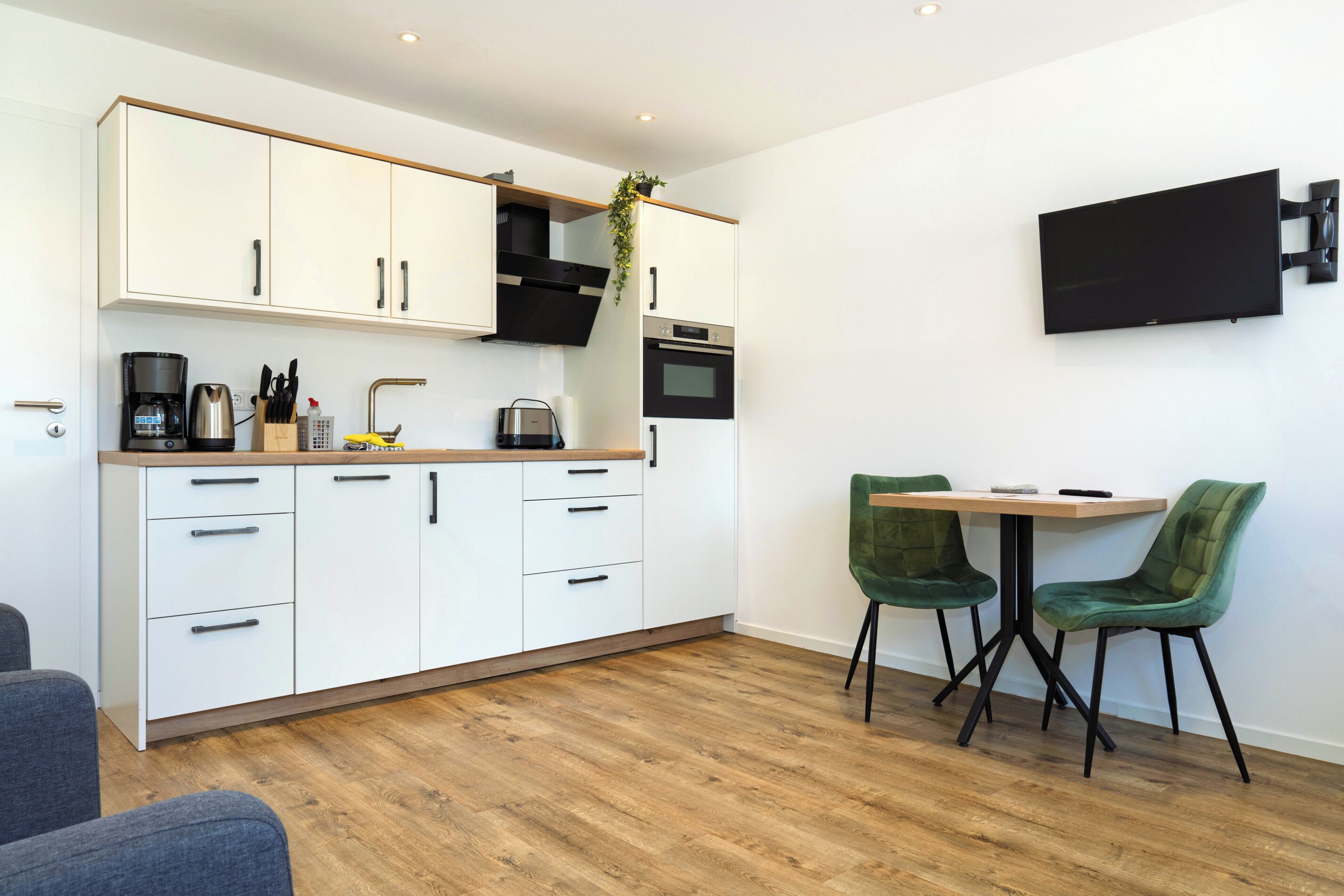 Frigorífico, microondas, placa de cocina y lavavajillas