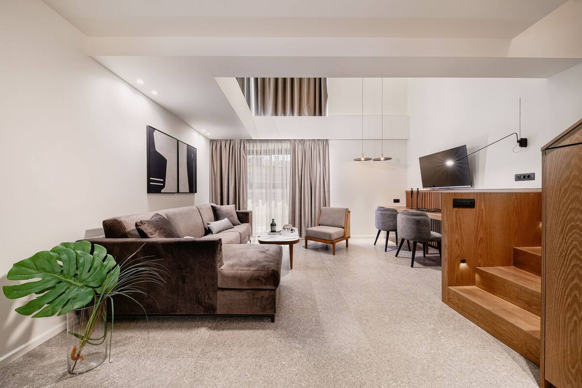 Luxury Loft, 1 King Bed with Sofa bed | Living area | 49-inch Smart TV with digital channels, TV, Netflix