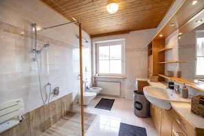 Dusche, Haartrockner, Handtücher