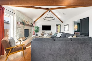 Smart TV, fireplace, video games, books