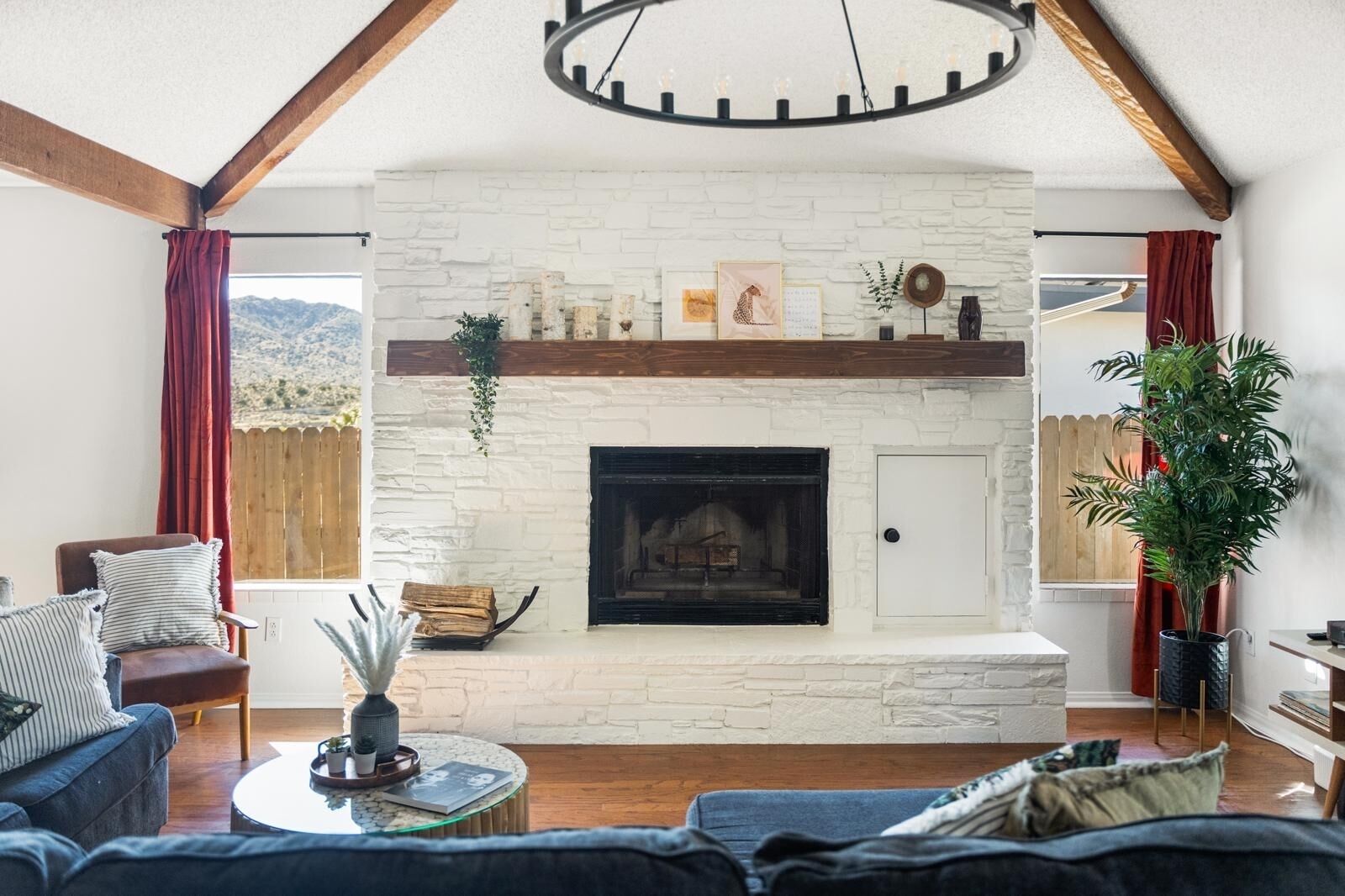 Smart TV, fireplace, video games, books