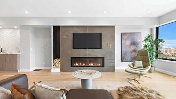 TV, fireplace, offices